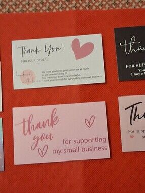 300 Thank You Small Business Card Set. 6 Pack Of 50ea Plus One Cards Holder FREE